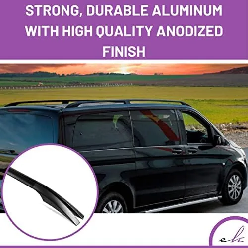 ERKUL Roof Side Rails Rack Compatible with Mercedes Benz Metris Long W447 LWB 2014-2023 | All Weather Roof Rack Aluminum Side Rail for Rooftop Luggage Carrier, Canoe, Ski, Snowboard | Black - Image 4