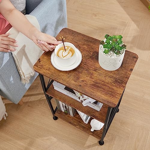 ruboka 3-Tier Small End Table, Small Side Table with Storage Shelf, Small Bookshelf with Metal Frame for Small Spaces, Nightstand, Bookcase, Display Rack for Bedroom, Living Room. - Image 7