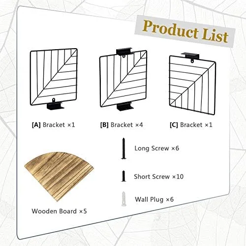 Love-KANKEI Corner Shelf Wall Mount of 5 Tier Rustic Wood Floating Shelves Wall Shelves for Bedroom Living Room Bathroom Kitchen Office and More Carbonized Black - Image 10