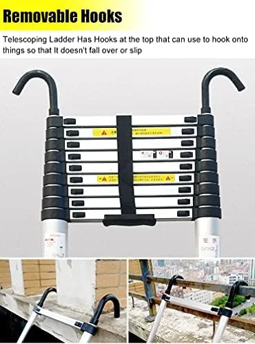 8m/ 7m/ 6m/ 5m/ 4m/ 3m/ 2m Telescoping Ladder with Detachable Hook, Aluminum Telescopic Extension Ladders for Home RV Roof Top Attic, Loads 150kg (Size : 7.6m/25ft) - Image 3