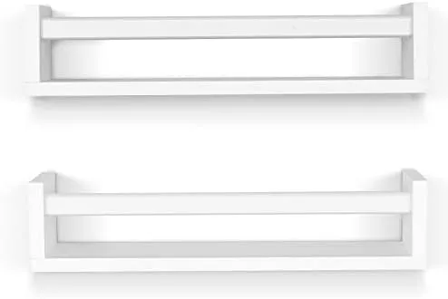 birola Floating Nursery Book Shelves for Wall Set of 2, Classic White Wall Bookshelf for Kids Room,Book Shelf for Kids Rooms Bedroom Bathroom (16.5 inches Set of 2 White) - Image 2