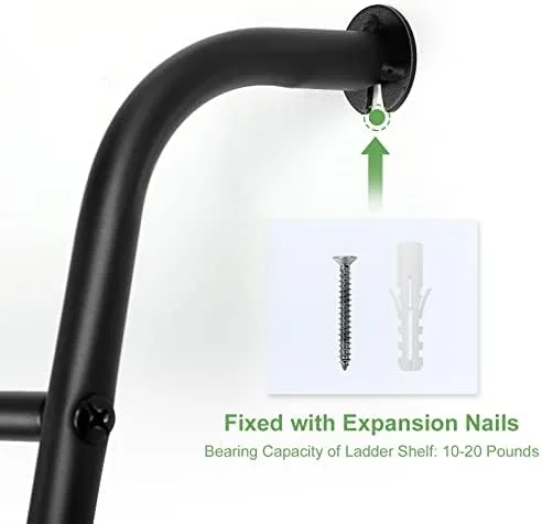 Towel Blanket Ladder Black Metal Blanket Ladder Holder Industrial 5 Tier Wall Leaning Ladder Rack for Bathroom Living Room Laundry Room (Matte Black) - Image 6