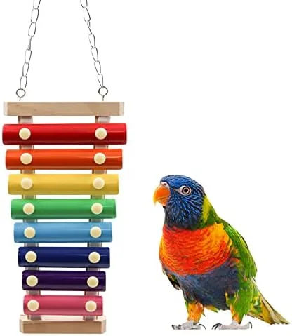 Colorful Bird Xylophone Toy, Suspensible Funny Xylophone Toy with 8 Metal Keys, Bird Cage Toy Accessories for Chicken Bird Parrot Parrot Parakeet Budgies Love Birds - Image 2