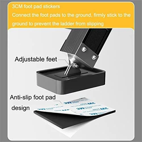 Aluminum Telescopic Extension Ladder, Black Attic Folding Stairs for Attic Retractable Attic Ladder with Armrests Collapsible Ladders for Home 330LB,2.6 to 2.8m - Image 9