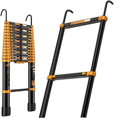 BALAMI Telescoping Ladder with Detachable Hooks 6m/5m/4m/3m/2m Aluminum Black Folding Extension Ladders for RV/Rooftop Tent/Attic/Outdoor Work Loads 150kg Convenient (Size : 5.5m/18ft) - Image 2
