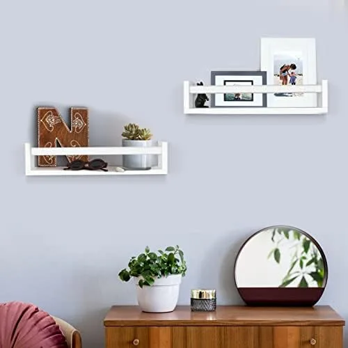 birola Floating Nursery Book Shelves for Wall Set of 2, Classic White Wall Bookshelf for Kids Room,Book Shelf for Kids Rooms Bedroom Bathroom (16.5 inches Set of 2 White) - Image 3