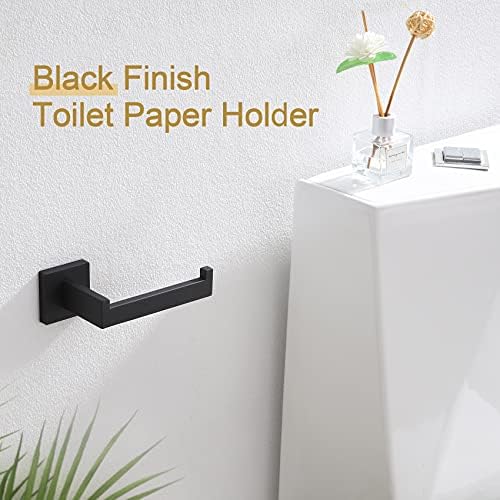 KOKOSIRI Bath Towel Bars Bathroom 3-Tiers Ladder Toilet Paper Holder Toilet Roll Holder Matte Black B5006BK-L24+B2003BK - Image 10