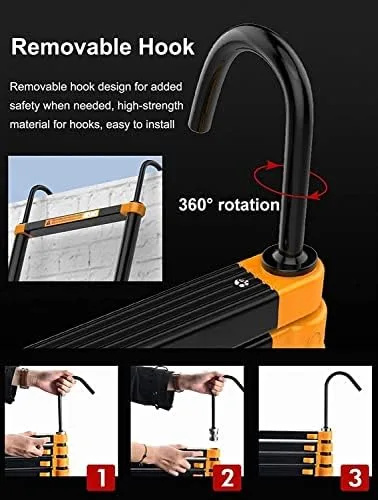 BALAMI Telescoping Ladder with Detachable Hooks 6m/5m/4m/3m/2m Aluminum Black Folding Extension Ladders for RV/Rooftop Tent/Attic/Outdoor Work Loads 150kg Convenient (Size : 5.5m/18ft) - Image 3