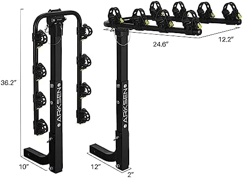 ARKSEN 4 Bike Rack, Heavy Duty Bicycle Carrier, Rear Hitch Mount with 2" Receiver, Tie Down Strap and Anti-Rattle Hitch Tightener, for Car, Truck or SUV Transport - Image 6
