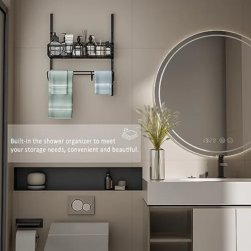 X-cosrack Adjustable Towel Racks for Bathroom Door Hanging, 5 Tiers Over The Door Towel Rack with Hooks, Bathroom Towel Holder Wall Mount for organizing Towels, Clothes(Black) - Image 5