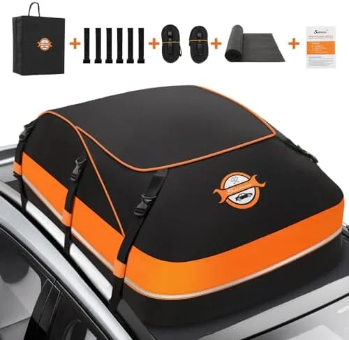 Rooftop Cargo Carrier & Car Roof Bag – Waterproof 20 Cubic Feet Heavy Duty Roof Bag, Anti-Tear 1000D PVC Rooftop Car Bag - Fits Cars with/Without Rack - Image 2