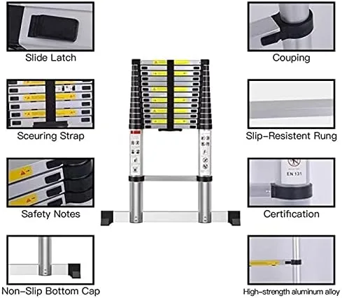 Aluminum Telescopic Extension Ladder 8m/7m/6.2m/5m/4m/3.8m/3.2m/2m/1m, Telescoping Ladders for Home Rooftop RV Attic Outdoor Indoor Use, Load 150kg (Size :6.2m/20 ft) - Image 3