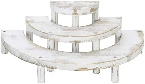 MyGift 3 Tier Cupcake Stand Whitewashed Wood Semicircle Dessert and Appetizer Display Riser, 3-Piece Set - Image 2