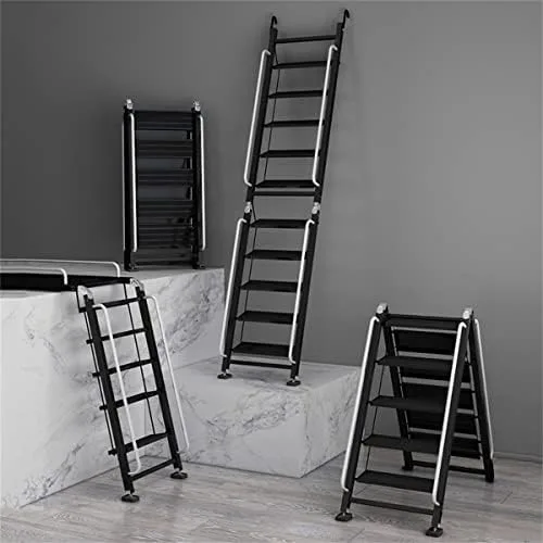 Aluminum Telescopic Extension Ladder, Black Attic Folding Stairs for Attic Retractable Attic Ladder with Armrests Collapsible Ladders for Home 330LB,2.6 to 2.8m - Image 3