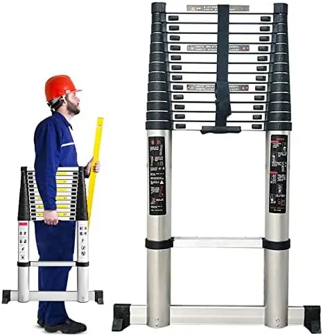 Aluminum Telescopic Extension Ladder 8m/7m/6.2m/5m/4m/3.8m/3.2m/2m/1m, Telescoping Ladders for Home Rooftop RV Attic Outdoor Indoor Use, Load 150kg (Size :6.2m/20 ft) - Image 2