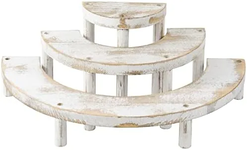 MyGift 3 Tier Cupcake Stand Whitewashed Wood Semicircle Dessert and Appetizer Display Riser, 3-Piece Set - Image 7