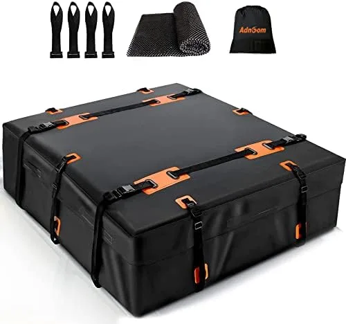 Rooftop Cargo Carrier, ADNOOM 21 Cubic Feet Car Roof Cargo Carrier for All Vehicles with/Without Racks, Waterproof Car Top Carrier with Anti-Slip Mat, 10 Reinforced Straps, 4 Door Hooks, Storage Bag - Image 2