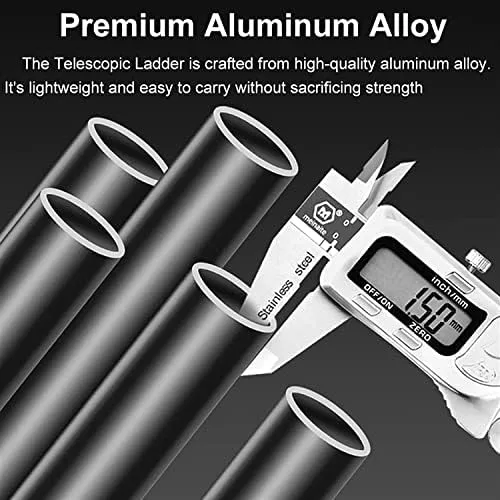 BALAMI Telescoping Ladder with Detachable Hooks 6m/5m/4m/3m/2m Aluminum Black Folding Extension Ladders for RV/Rooftop Tent/Attic/Outdoor Work Loads 150kg Convenient (Size : 5.5m/18ft) - Image 5