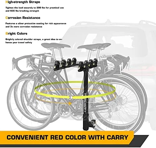 ARKSEN 4 Bike Rack, Heavy Duty Bicycle Carrier, Rear Hitch Mount with 2" Receiver, Tie Down Strap and Anti-Rattle Hitch Tightener, for Car, Truck or SUV Transport - Image 7
