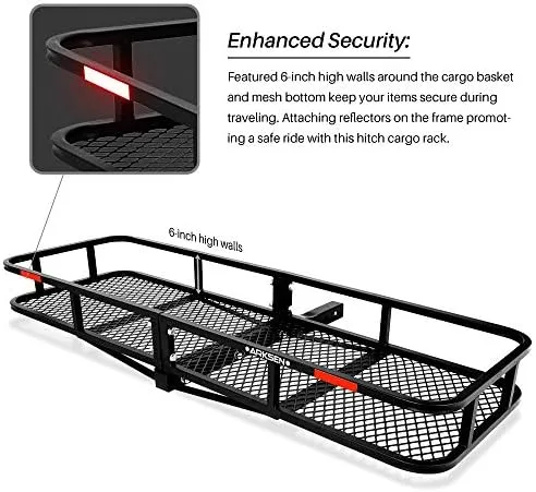 ARKSEN 60 x 24 Inch Angled Cargo Rack Carrier with Waterproof Cargo Bag 500 Lbs Heavy Duty Capacity Tow Hitch, Luggage Storage Basket for Camping or Traveling, SUV, Pickup Truck or Car - Image 5