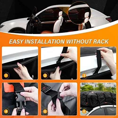 Rooftop Cargo Carrier, ADNOOM 21 Cubic Feet Car Roof Cargo Carrier for All Vehicles with/Without Racks, Waterproof Car Top Carrier with Anti-Slip Mat, 10 Reinforced Straps, 4 Door Hooks, Storage Bag - Image 6