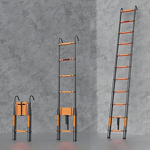Aluminum Attic Ladders for Small Openings/Garage/RV Trailer, Home Folding Telescopic Ladder 2.6m 3.2m 3.8m 4.5m 5 Metre 6m with Hooks & Stabiliser, Load 150KG (Size : 4.7m/15.4 ft) - Image 2