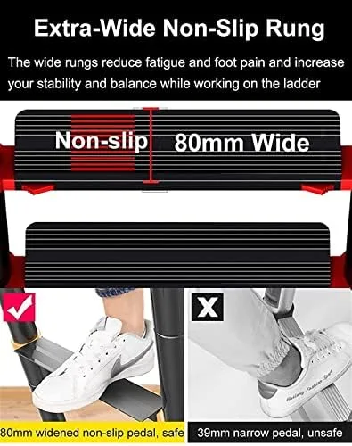 BALAMI Telescoping Ladder with Detachable Hooks 6m/5m/4m/3m/2m Aluminum Black Folding Extension Ladders for RV/Rooftop Tent/Attic/Outdoor Work Loads 150kg Convenient (Size : 5.5m/18ft) - Image 7