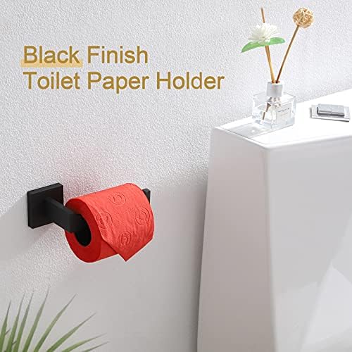 KOKOSIRI Bath Towel Bars Bathroom 3-Tiers Ladder Toilet Paper Holder Toilet Roll Holder Matte Black B5006BK-L24+B2003BK - Image 8