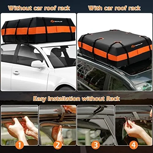 Goplus Rooftop Cargo Carrier, 21 Cubic 100% Waterproof Soft Car Roof Bag for All Vehicles with/Without Rack, Includes Anti-Slip Mat, 10 Reinforced Straps, 6 Door Hooks, Storage Bag - Image 6