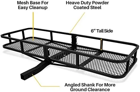 ARKSEN 60 x 24 Inch Angled Cargo Rack Carrier with Waterproof Cargo Bag 500 Lbs Heavy Duty Capacity Tow Hitch, Luggage Storage Basket for Camping or Traveling, SUV, Pickup Truck or Car - Image 4