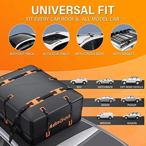 Rooftop Cargo Carrier, ADNOOM 21 Cubic Feet Car Roof Cargo Carrier for All Vehicles with/Without Racks, Waterproof Car Top Carrier with Anti-Slip Mat, 10 Reinforced Straps, 4 Door Hooks, Storage Bag - Image 5
