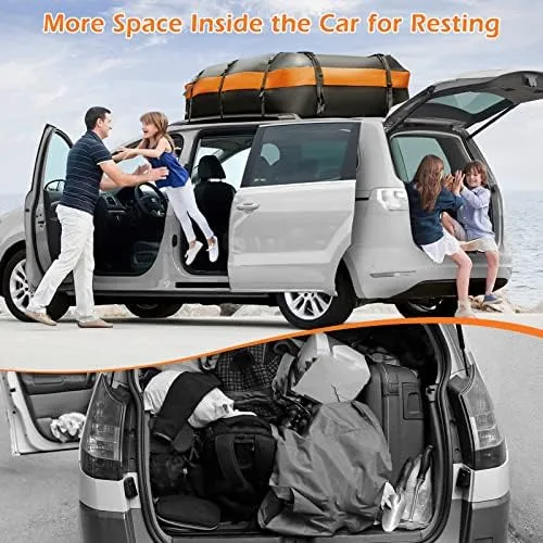 Goplus Rooftop Cargo Carrier, 21 Cubic 100% Waterproof Soft Car Roof Bag for All Vehicles with/Without Rack, Includes Anti-Slip Mat, 10 Reinforced Straps, 6 Door Hooks, Storage Bag - Image 8