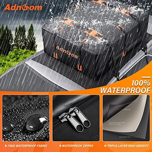 Rooftop Cargo Carrier, ADNOOM 21 Cubic Feet Car Roof Cargo Carrier for All Vehicles with/Without Racks, Waterproof Car Top Carrier with Anti-Slip Mat, 10 Reinforced Straps, 4 Door Hooks, Storage Bag - Image 3