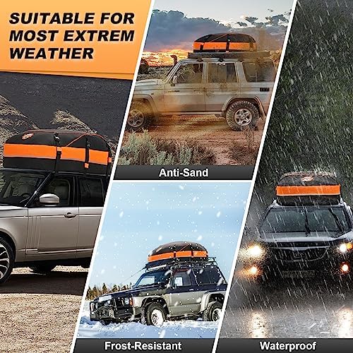 Rooftop Cargo Carrier & Car Roof Bag – Waterproof 20 Cubic Feet Heavy Duty Roof Bag, Anti-Tear 1000D PVC Rooftop Car Bag - Fits Cars with/Without Rack - Image 8
