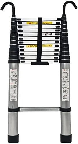 BALAMI Heavy Duty Telescopic Ladder 2.6m/ 3.8m/ 5m/ 6.2m Tall Aluminum Folding Telescoping Ladder with Hooks for Home Roof Top Tent RV Attic Outdoor Use Interesting Life (4.6m/15ft Convenient (Size : - Image 3