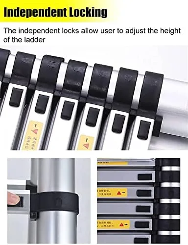 BALAMI Heavy Duty Telescopic Ladder 2.6m/ 3.8m/ 5m/ 6.2m Tall Aluminum Folding Telescoping Ladder with Hooks for Home Roof Top Tent RV Attic Outdoor Use Interesting Life (4.6m/15ft Convenient (Size : - Image 6