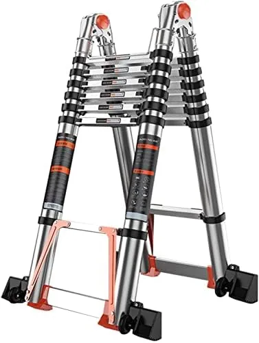 BALAMI Heavy Duty Mighty Folding Telescoping Ladder Aluminium A Frame Extension Ladder for Outdoor Rooftops Home Loft & Stairs Load 150kg (2.8m Convenient (Size : 2.0m+2.0m/6.5 ft+6.5 ft) - Image 3