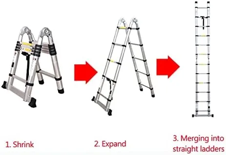 WYYZH 18 Steps Aluminum Telescoping Ladder Portable Telescopic Folding Ladder with Safety Lock Collapsible Ladder for Loft Office House Max 150kg (Size : 2.8m/9.2ft) - Image 7