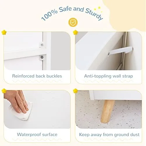 Curipeer Kids Bookshelf and Toy Storage, 3-Tier Wooden Open Bookcase, Baby Book and Toy Storage Display Organizer with Spacious Top Shelf, for Children, Friends, Family, White - Image 7