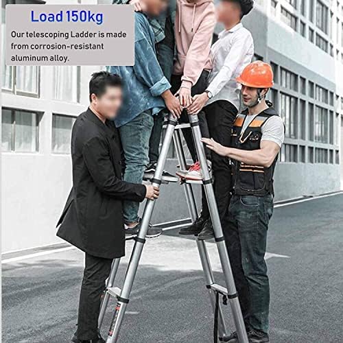 BALAMI Heavy Duty Mighty Folding Telescoping Ladder Aluminium A Frame Extension Ladder for Outdoor Rooftops Home Loft & Stairs Load 150kg (2.8m Convenient (Size : 2.0m+2.0m/6.5 ft+6.5 ft) - Image 5