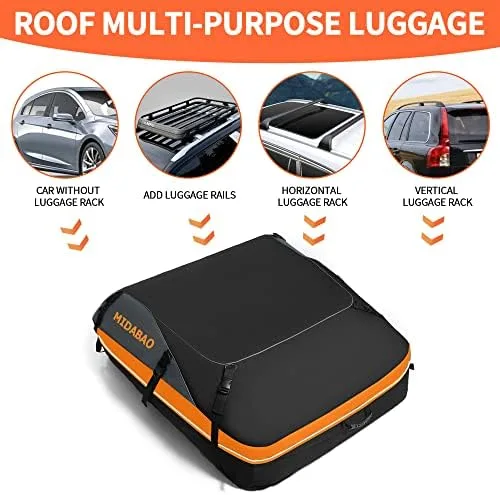 MIDABAO Thickened 20 Cubic Waterproof Duty Car Roof Top Carrier-Car Cargo Roof Bag Car Roof Top Carrier - Easy to Install Soft Rooftop Luggage Carriers with Wide Straps 20 Cubic Feet, ROB01 - Image 3
