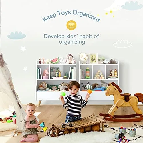 Curipeer Kids Bookshelf and Toy Storage, 3-Tier Wooden Open Bookcase, Baby Book and Toy Storage Display Organizer with Spacious Top Shelf, for Children, Friends, Family, White - Image 5
