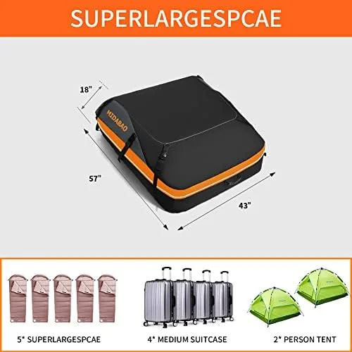 MIDABAO Thickened 20 Cubic Waterproof Duty Car Roof Top Carrier-Car Cargo Roof Bag Car Roof Top Carrier - Easy to Install Soft Rooftop Luggage Carriers with Wide Straps 20 Cubic Feet, ROB01 - Image 5