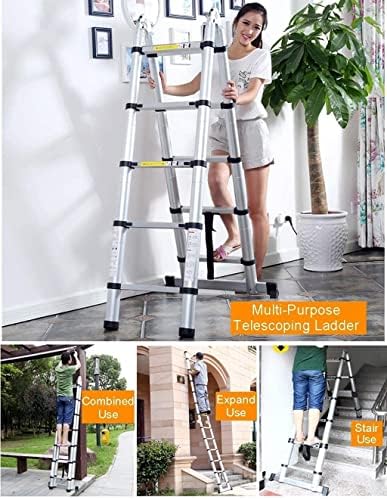 BALAMI Ladders Aluminum Telescoping Ladder Multi-Purpose Collapsible Ladder with Safety Locking Mechanism Extension Ladder for Household Daily/25Ft/3.2M=1.6M+1.6M Convenient (Color : 25ft/3.2m=1.6m+1 - Image 7