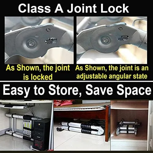 WYYZH 18 Steps Aluminum Telescoping Ladder Portable Telescopic Folding Ladder with Safety Lock Collapsible Ladder for Loft Office House Max 150kg (Size : 2.8m/9.2ft) - Image 6