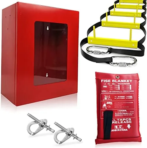 Fire Escape Ladder 3 Story 25ft (8m) - Rope Ladder for Fire Escape in Red Box - Emergecny Blanket & Mounting Anchors Included - Image 2