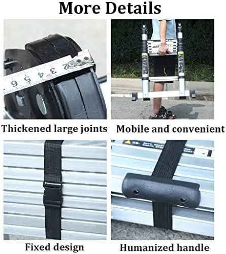 Compact Telescoping Ladder A-Frame Extension Ladder Aluminum Folding Ladder 12FT/3.6M Portable for Indoor Outdoor Work,150KG/330LB Capacity Thickened - Image 7