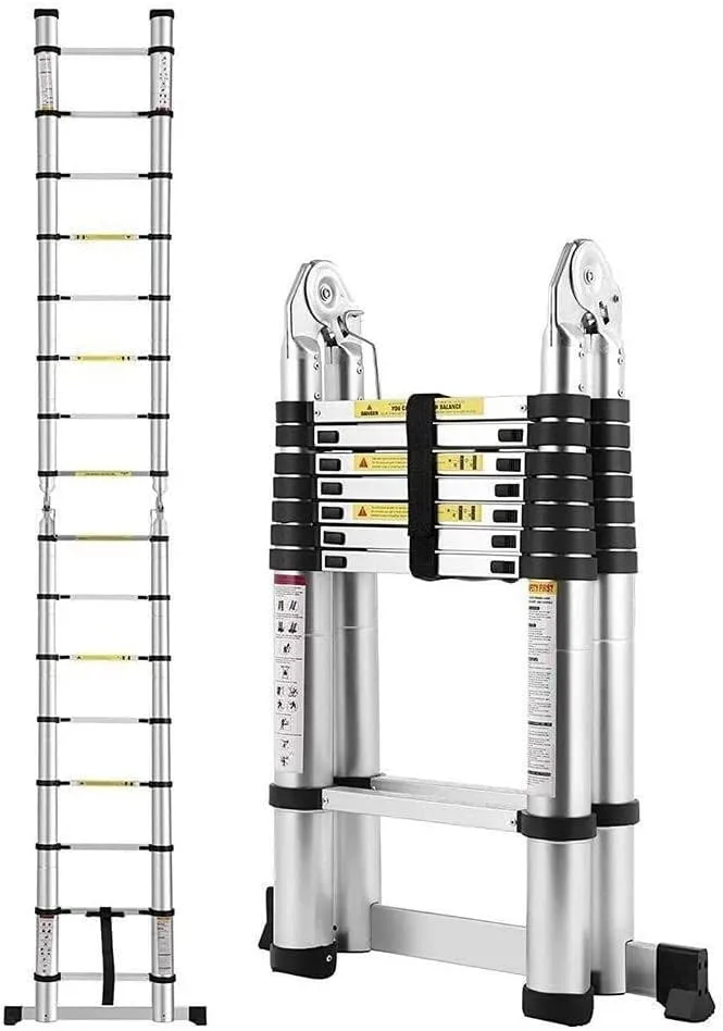 BALAMI Ladders Aluminum Telescoping Ladder Multi-Purpose Collapsible Ladder with Safety Locking Mechanism Extension Ladder for Household Daily/25Ft/3.2M=1.6M+1.6M Convenient (Color : 25ft/3.2m=1.6m+1 - Image 2