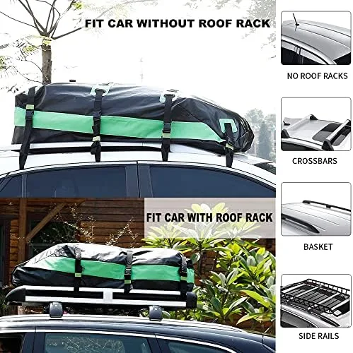 Rooftop Cargo Carrier, Vehicle Cargo Carrier, Premium Rooftop Cargo Bag, 21 Cubic feet Car Top Carrier for All Cars with/Without Rack, 100% Rainproof, Dustproof, and Snow Protection (Green) - Image 6