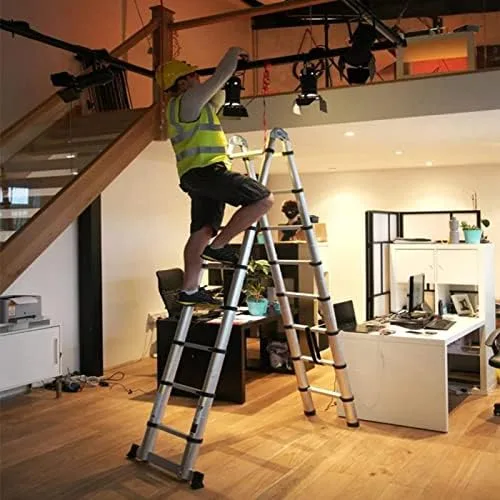 WYYZH 18 Steps Aluminum Telescoping Ladder Portable Telescopic Folding Ladder with Safety Lock Collapsible Ladder for Loft Office House Max 150kg (Size : 2.8m/9.2ft) - Image 4